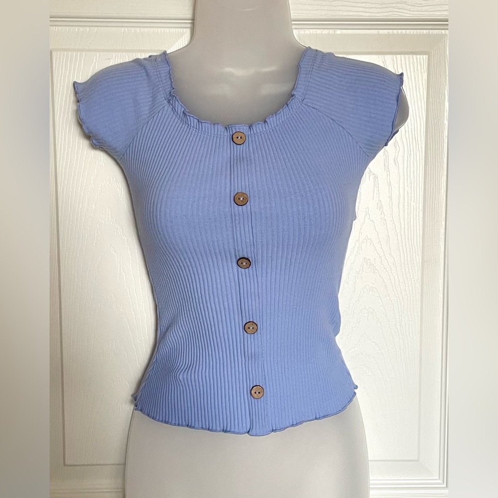 Derek Heart T-Shirt With Buttons Blue